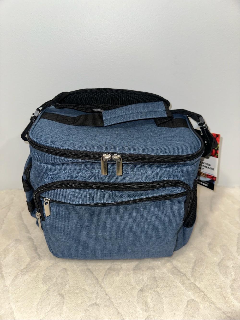 SILVERONE Blue Black Insulated Lunch Bag lightweight strap & handle